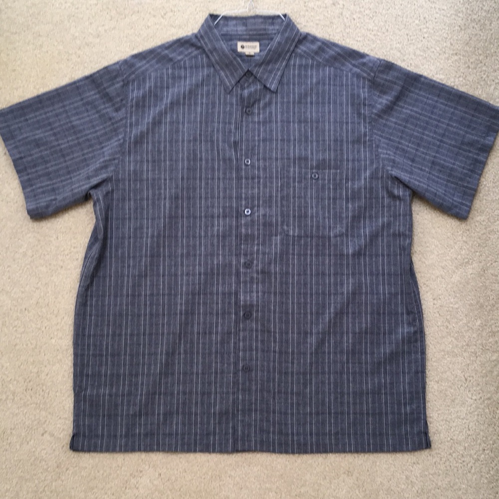 Haggar Button Down Blue Plaid Dress Shirt XL